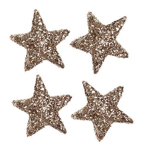 Floristik24 Stelle glitterate 2,5 cm champagne 96 pz