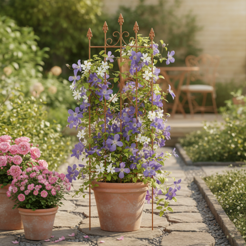 Prodotto Traliccio con motivo a cuore, supporto rampicante in stile romantico per vialetti da giardino o terrazze, 101 cm