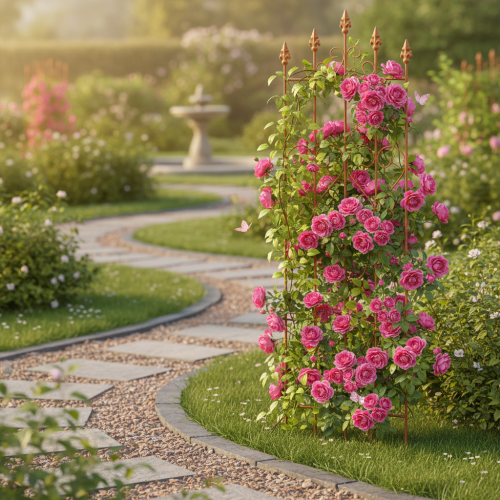 Prodotto Traliccio con motivo a cuore, supporto rampicante in stile romantico per vialetti da giardino o terrazze, 101 cm