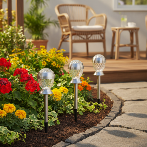 Prodotto Luci solari da giardino, a forma di globo con picchetto, 36 cm, 4 pezzi