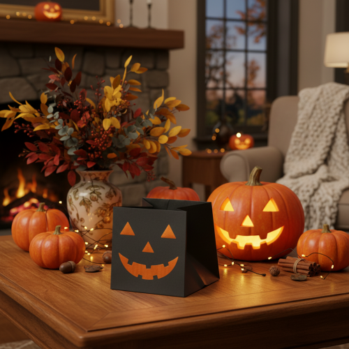 Prodotto Fioriera a forma di zucca in carta, decorazione di Halloween, 10 cm, 6 pezzi