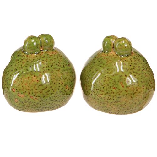 Prodotto Testa di rana in ceramica estiva verde marrone vintage 7x7cm 4 pz