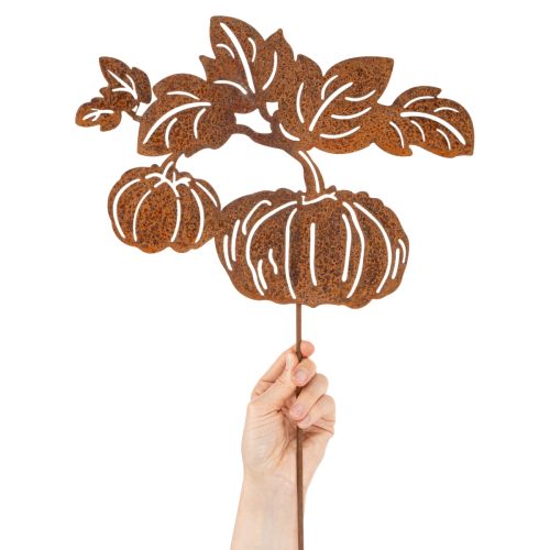 Prodotto Paletto da giardino con motivo a zucca, decorazione in metallo, finitura ruggine, 100 cm
