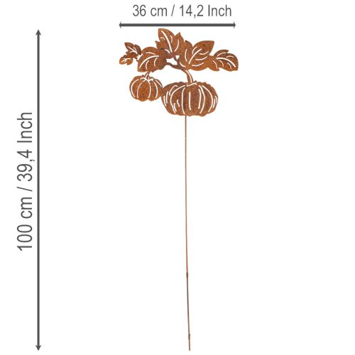 Prodotto Paletto da giardino con motivo a zucca, decorazione in metallo, finitura ruggine, 100 cm