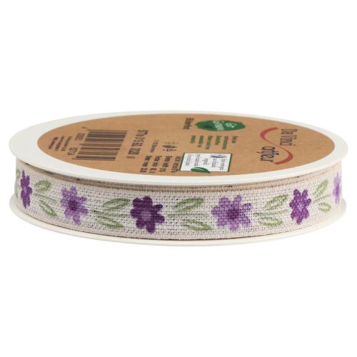 Prodotto Nastro regalo fiori nastro di cotone viola bianco 15 mm 20 m