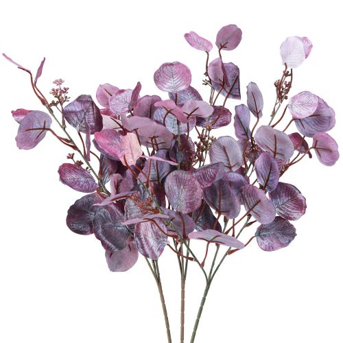 Floristik24 Ramo di eucalipto glamour eucalipto viola artificiale 65 cm 3 pezzi