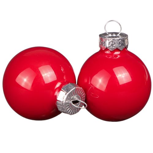 Palline di Natale in vetro smaltato rosso mini Ø3cm 22 pz