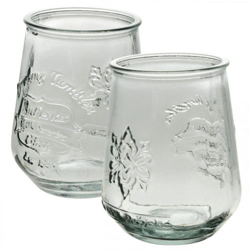 Distributore di bevande in vetro con rubinetto set con 4  bicchieri H25,5 cm-825677