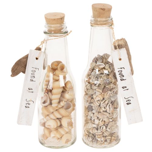 Prodotto Decorazione per bottiglia in vetro con conchiglie e ciondolo, decorazione da tavola a tema marittimo, 17 cm, 2 pezzi