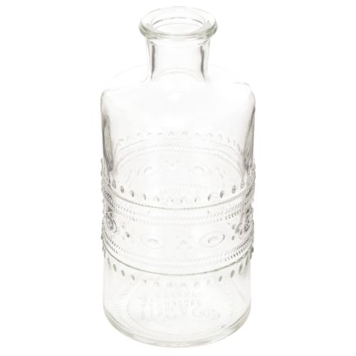 Prodotto Bottiglia in vetro decorata, cilindrica, trasparente, vaso decorativo, 15 cm, 6 pezzi