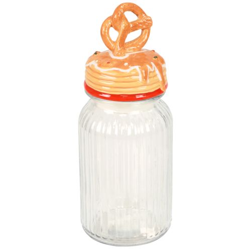 Biscottiera Bonboniere in vetro con coperchio pretzel Ø11cm H28,5cm