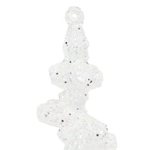 Prodotto Ghiaccioli glitterati per appendere decorazioni invernali bianchi 24 cm 8 pezzi