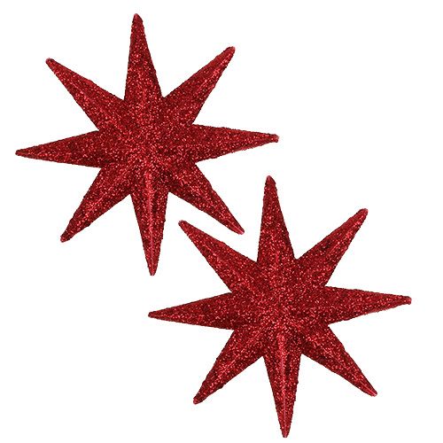 Stella glitterata rossa Ø10cm 12 pezzi