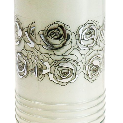 Prodotto Candele gravi rose bianche luce di lutto Ø7cm H23,5cm 100h 2 pezzi