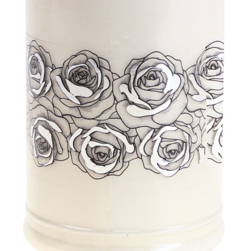 Prodotto Candela tombale rose bianche luce lutto argento Ø7cm H18cm 77h