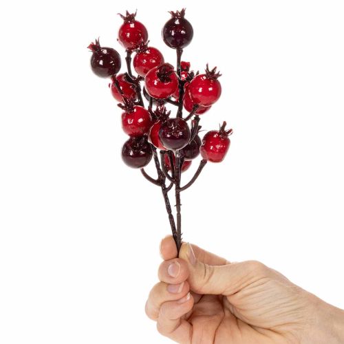Prodotto Ramo artificiale di melograno con steli ramificati, ideale come decorazione per vasi, 19 cm, 4 pezzi