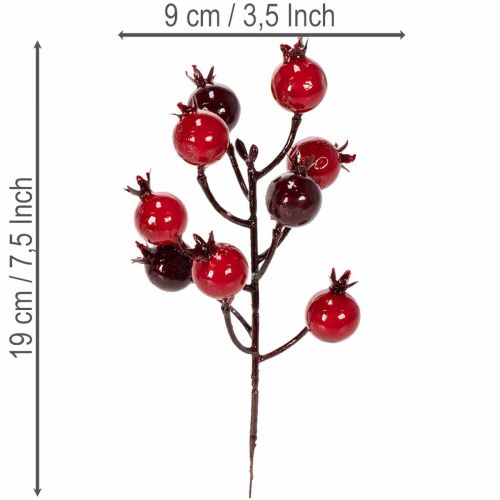 Prodotto Ramo artificiale di melograno con steli ramificati, ideale come decorazione per vasi, 19 cm, 4 pezzi