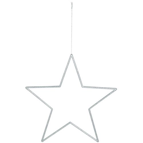 Prodotto Grandi stelle decorative decorazione glitter argento da appendere 24 cm 6 pz