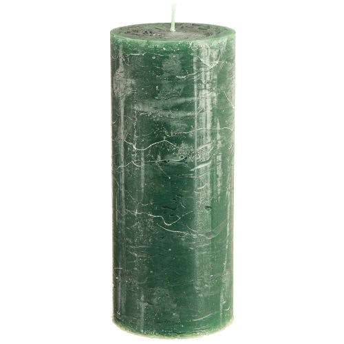 Floristik24 Candele a colonna grandi verde verde scuro 85x200mm 2 pz