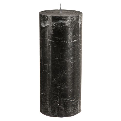 Floristik24 Candele a colonna grandi aspetto marmo nero 85x200mm 2 pz