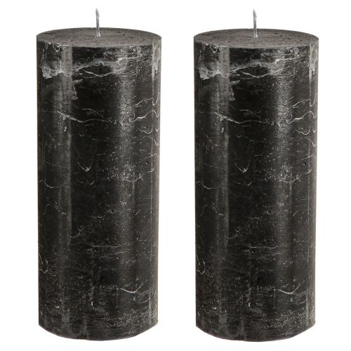 Prodotto Candele a colonna grandi aspetto marmo nero 85x200mm 2 pz