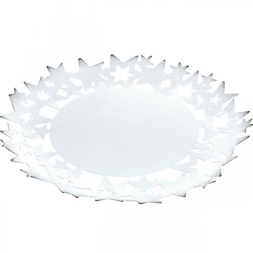 Prodotto Piatto natalizio piatto decorativo in metallo con stelle bianco Ø34cm