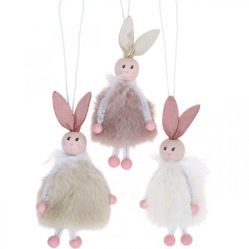 Coniglietti, decorazioni pasquali, ciondoli primaverili, coniglietti  pasquali da appendere beige, rosa, bianco H12,5cm 3pz-612778-86