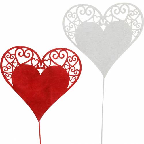 Cuore su bastoncino, spina decorativa a forma di cuore, decorazione per matrimonio, San Valentino, decorazione a cuore, 16 pezzi