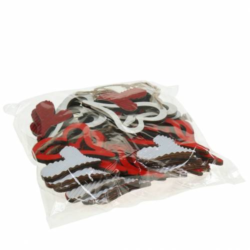 Prodotto Ciondolo cuore in legno rosso, bianco 8 cm 24 pz