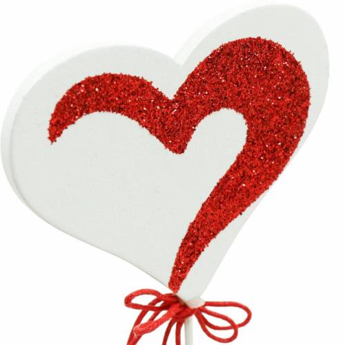 Cuore su bastoncino cuore decorativo rosso e bianco plug  decorativo San Valentino 16 pezzi-12009
