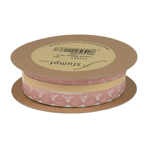 Prodotto Nastro di pizzo cuori nastro decorativo pizzo rosa antico 25mm 15m