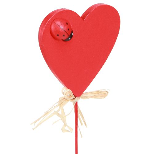 Prodotto Tappi cuore cuori decorativi rossi in legno con coccinelle 6 cm 16 pz