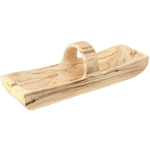 Cestino in legno con manico in legno di Paulownia 56×16 cm H16 cm