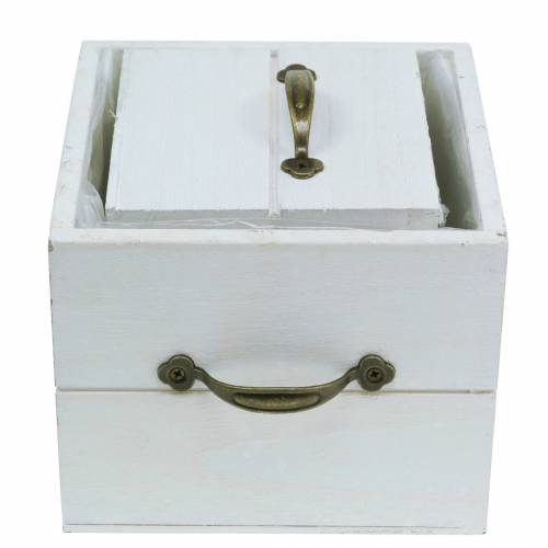 Prodotto Fioriera cassetto in legno bianco 15x15/12x12cm set di 2