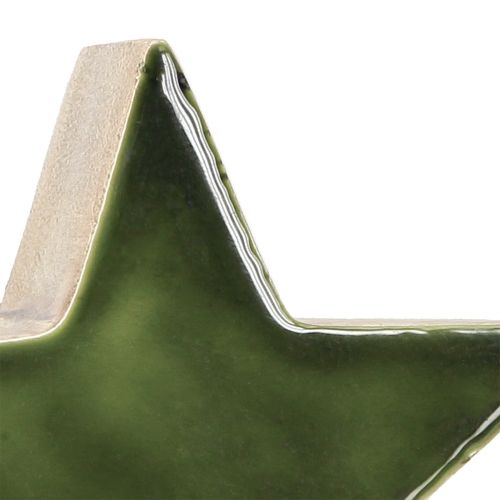 Prodotto Stella in legno verde stella naturale decorazione da tavolo in legno di mango Ø10cm 3 pz