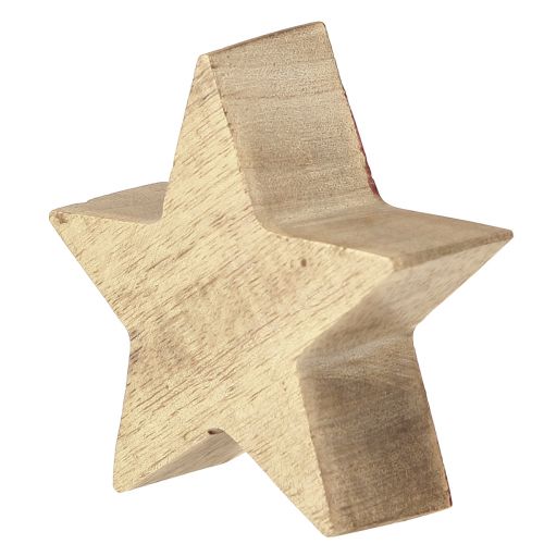 Prodotto Decorazione da tavolo in legno di mango stella rossa stella naturale in legno Ø10 cm 3 pz