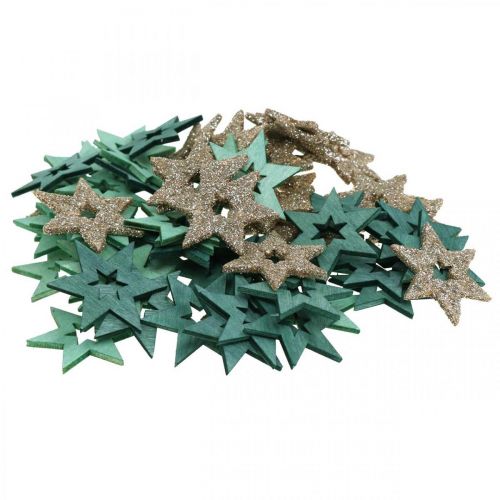 Prodotto Decorazione sparsa stella di legno verde, mix stella di Natale glitter 4 cm 72 pz