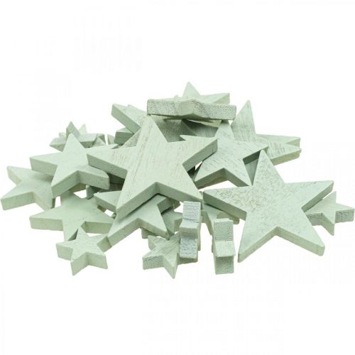 Prodotto Decorazione stelle in legno decorazione sparsa Natale menta 3/5/7 cm 29 pz