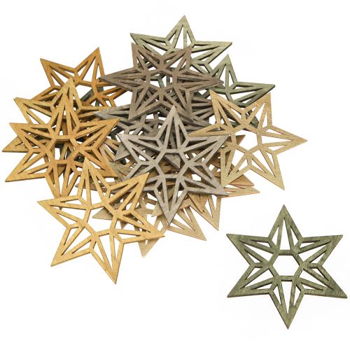 Prodotto Stelle in legno Decorazione natalizia Decorazione in legno stelle verdi 8 cm 16 pz