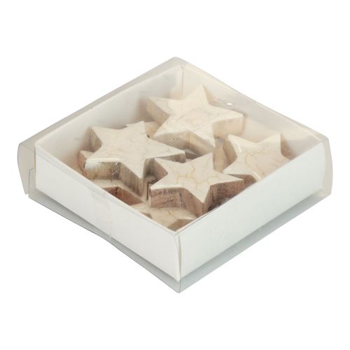 Prodotto Stelle in legno stelle decorative legno craquelé oro bianco Ø5cm 8 pz