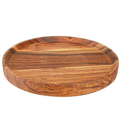 Floristik24 Vassoio in legno piatto in legno di acacia oliato naturale Ø25cm H2,5cm