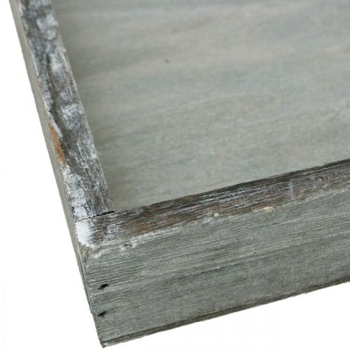 Prodotto Vassoio quadrato in legno grigio, vassoio decorativo bianco lavato 19×19 cm