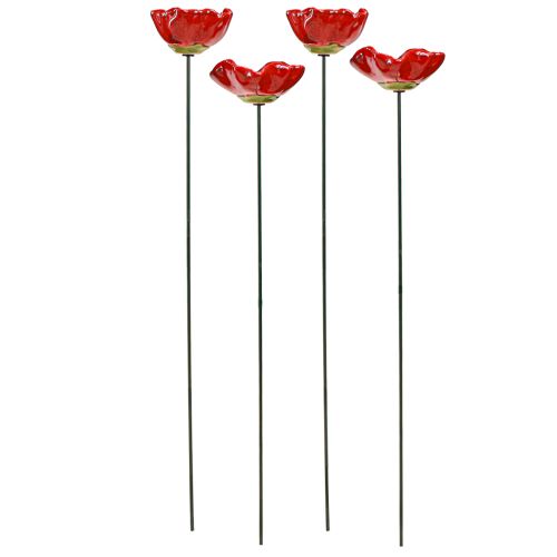 Prodotto Tappo decorativo per fiori in ceramica papavero rosso 6,5 cm 4 pezzi