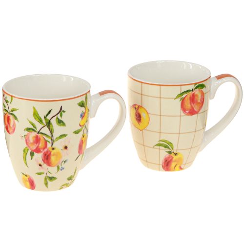 Tazza in ceramica pesche tazza decorazione ceramica H10,5 cm 2 pezzi