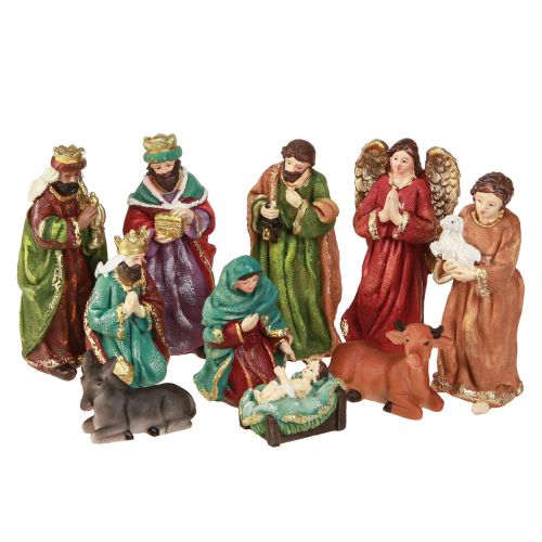 Set figure presepe in poliresina dipinta a mano 5,5-12 cm 10pz