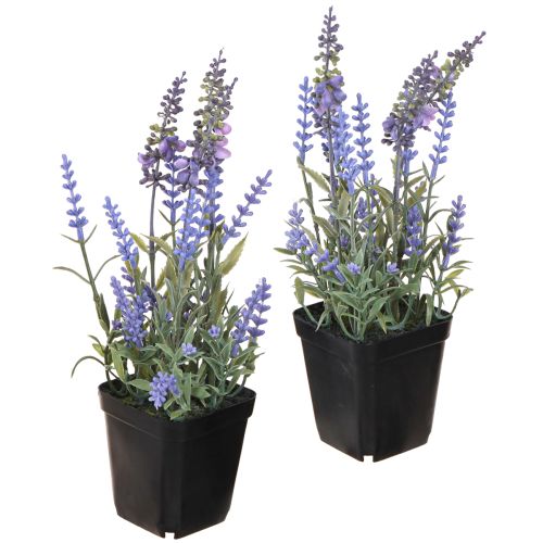 Lavanda Artificiale in Vaso Piante Artificiali Fiorite 25cm 2pz