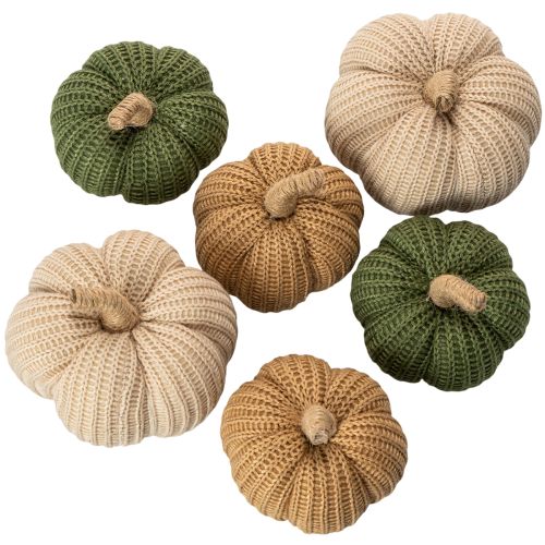 Prodotto Zucca decorativa lavorata a maglia, decorazione autunnale, 10 cm, 6 pezzi