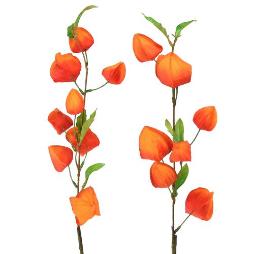 Fiore artificiale lanterna arancione Physalis fiori decorativi in seta 93 cm 2 pz