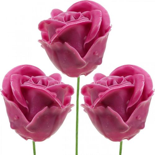 Rose artificiali rose di cera fucsia rose decorative cera Ø6cm 18 pezzi