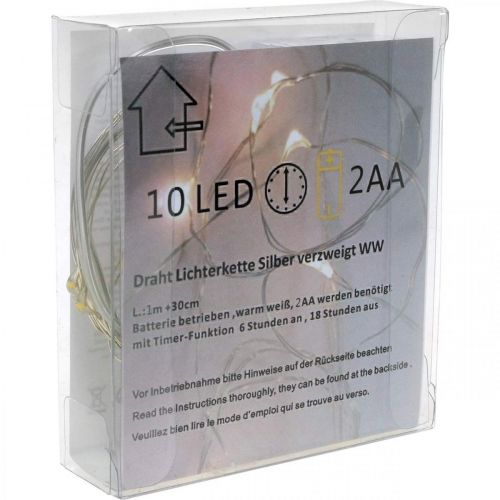 Prodotto Catena luminosa a LED 10 pezzi per batterie bianco caldo